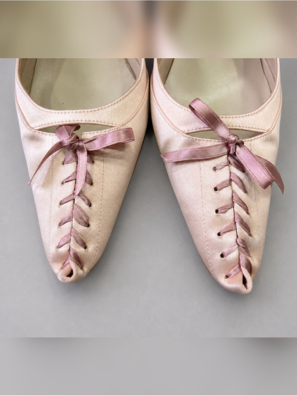 Rare Vintage Christian Louboutin Pink Corset Satin Slingback Pumps - Picture 5 of 6